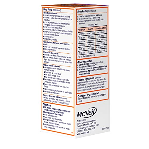 Motrin Children's Oral Suspension 100mg Ibuprofen Medicine, NSAID Fever Reducer & Pain Reliever for Minor Aches & Pains Due to Cold & Flu, Dye Free, Alcohol-Free, Berry Flavored, 8 fl. oz