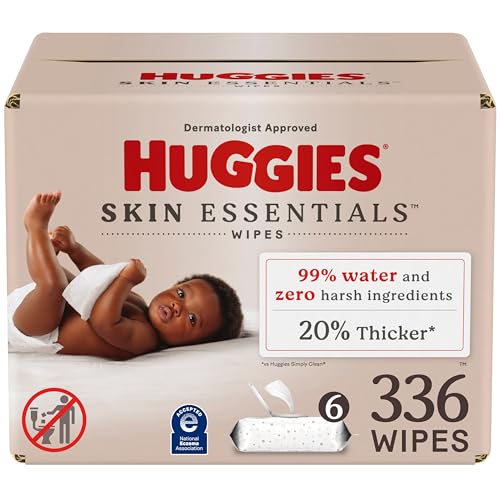 Huggies Skin Essentials Baby Wipes, Hypoallergenic, 99% Water, 2 Flip Top Packs (112 Wipes Total)