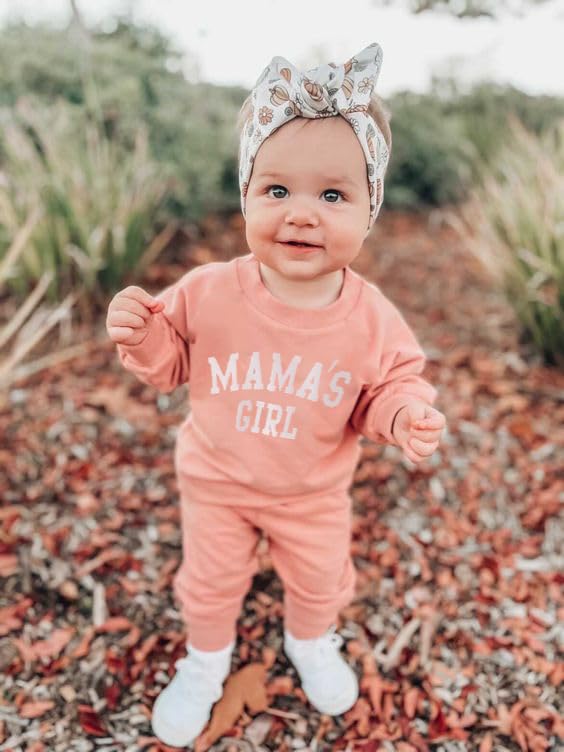 Kaipiclos Toddler Baby Girl Fall Winter Outfit Mamas Girl Long Sleeve Pullover Sweatshirts Jumper Pants Clothes Set