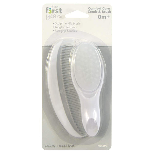 The First Years Soft Bristle Brush and Tangle-Free Comb Set - American Red Cross Licensed Baby Grooming Essentials