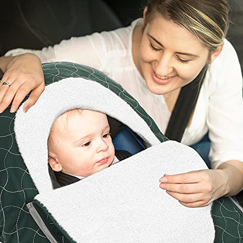Yoofoss Baby Car Seat Cover Winter Carseat Canopies Cover to Protect Baby from Cold Wind, Super Warm Plush Fleece Baby Carrier Cover for Infant Boys Girls (Pink)
