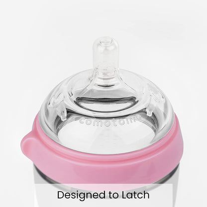 Comotomo Baby Bottle Double Pack, Pink, 5oz