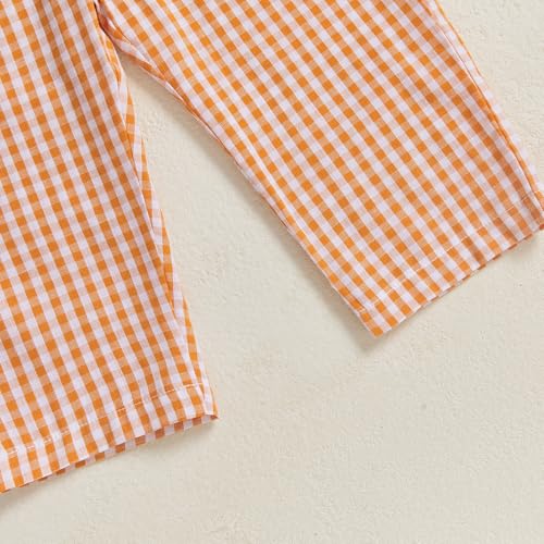 Toddler Baby Boy Fall Winter Outfit Long Sleeve Excavator Embroidery Pullover Plaid Wide Leg Pants Infant Clothes