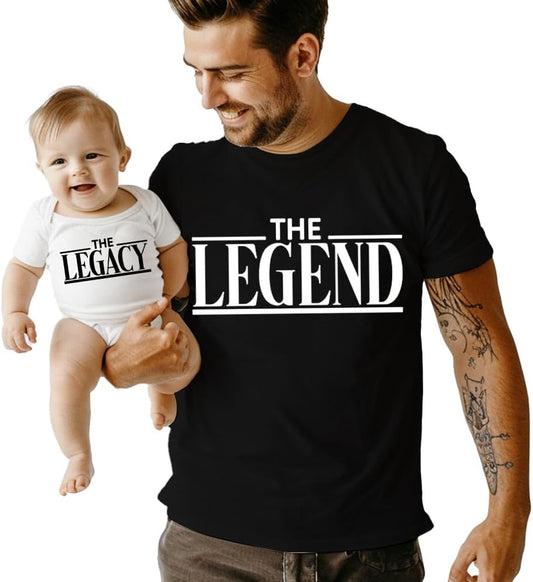 The Legend The Legacy - Personalized Dad & Baby Matching Outfits - Son & Daughter Shirts - First Time Dad & Baby Matching Set