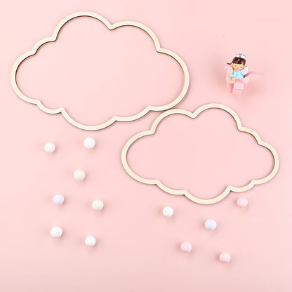 Kathfly4 Pieces Boho Nursery Cloud Star Wall Decor Wooden Babyroom Moon Rattan Wall Decor Wooden Rainbow for Children Baby Kids Boys Girls Bedroom Nursery Pendant(Cloud Moon Star)