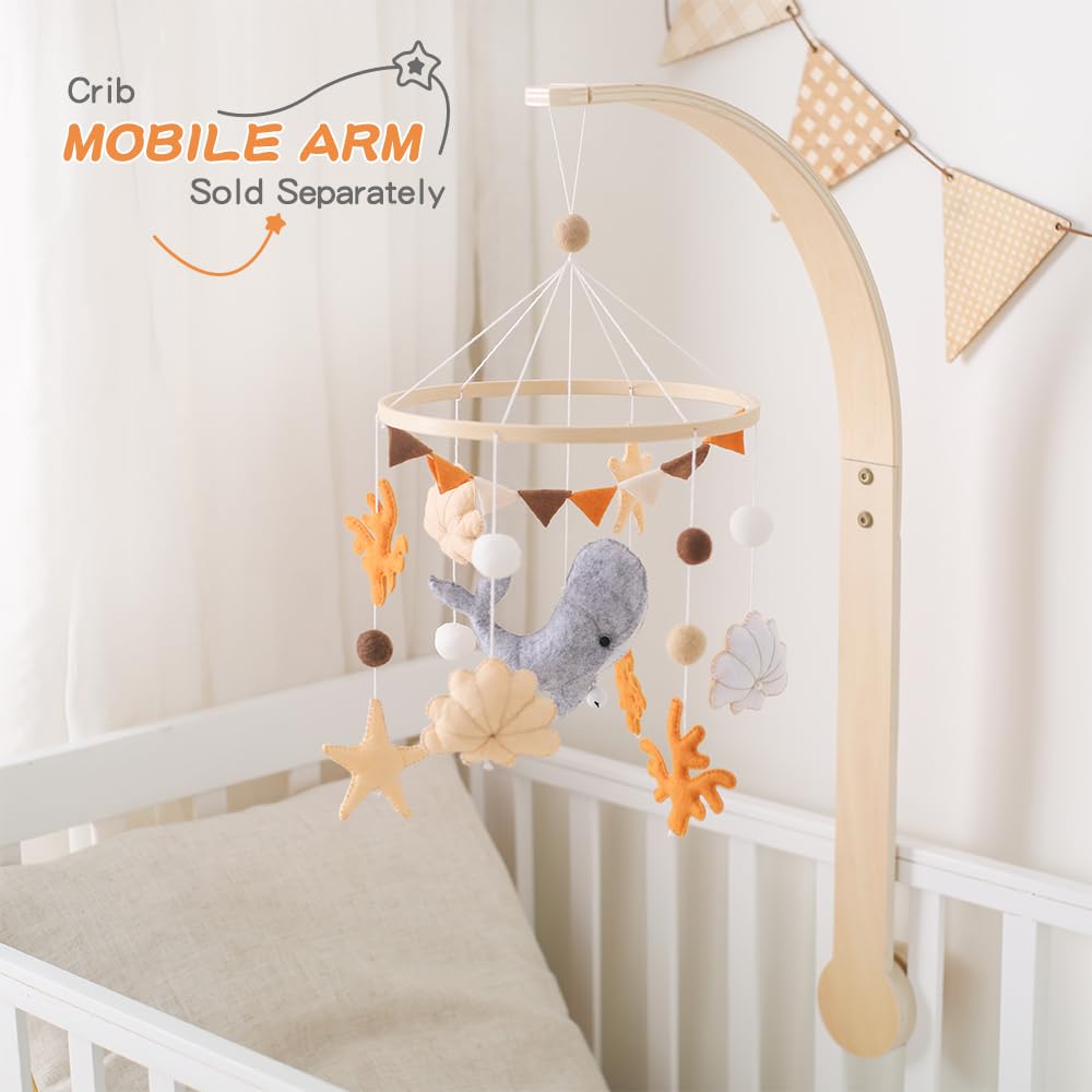 EERKEOD Baby Crib Mobile Bear Nursery Mobile for Boys Girls Teddy Velvet Mobile Nursery Decor for Infant Bedroom Hanging Baby Mobile for Bassinet Newborn Baby Gift（Brown Bear）