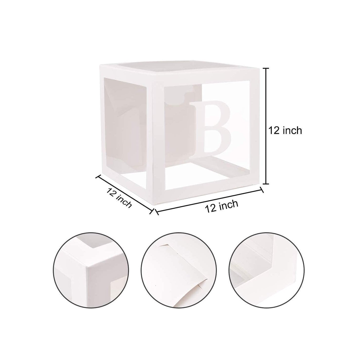 Baby Shower Decorations for Girl and Boy - 6 Clear Boxes with OH and BABY Stickers - Gender Reveal Transparent Box for Balloons, Birthday, Bridal Shower And Wedding Decorations