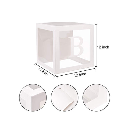 Baby Shower Decorations for Girl and Boy - 6 Clear Boxes with OH and BABY Stickers - Gender Reveal Transparent Box for Balloons, Birthday, Bridal Shower And Wedding Decorations