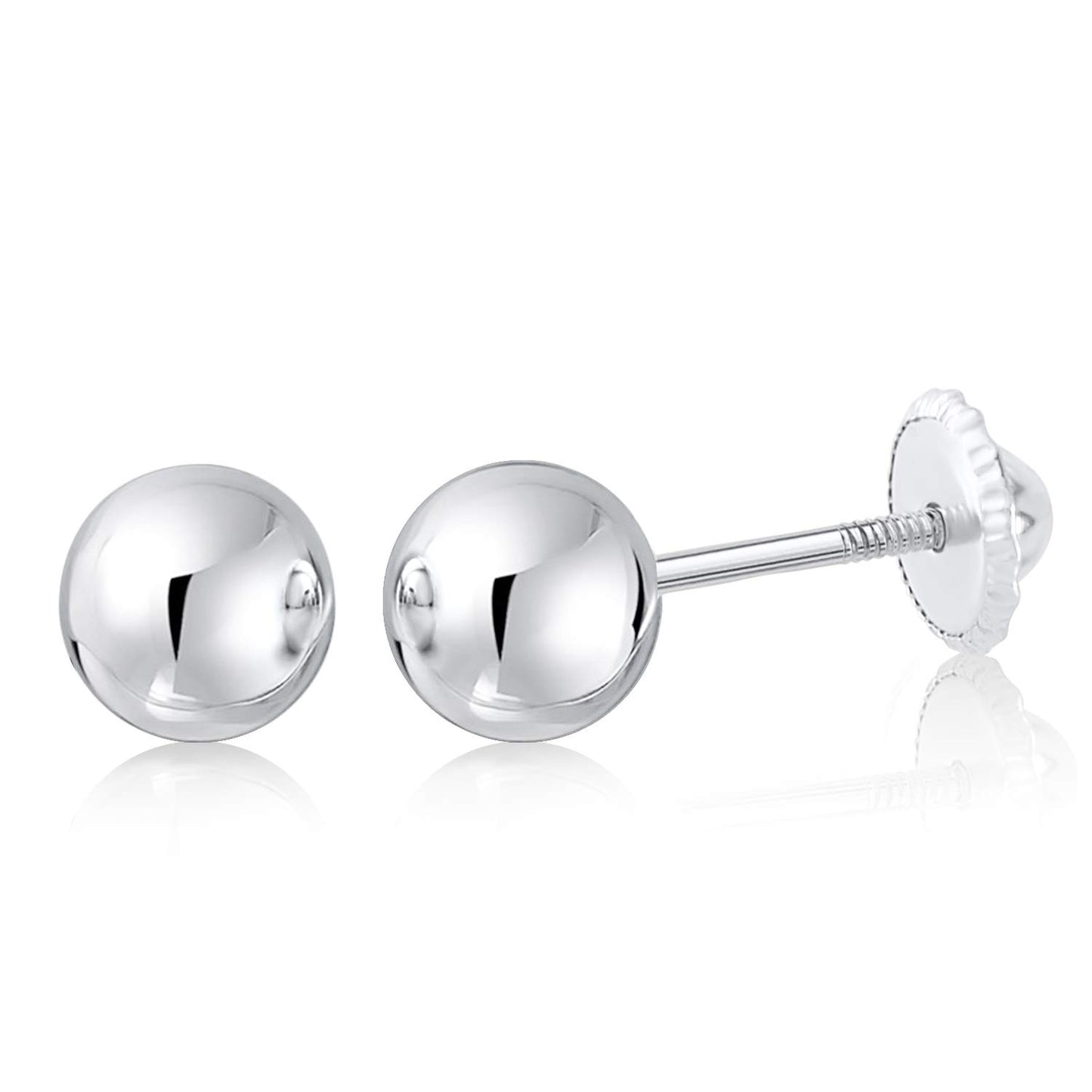 MASSETE Gold Ball Stud Earrings for Women and Girls Screwback | 10k, 14k, 18k | White Yellow or Rose Gold | 3mm 4mm 5mm | Nickel Free