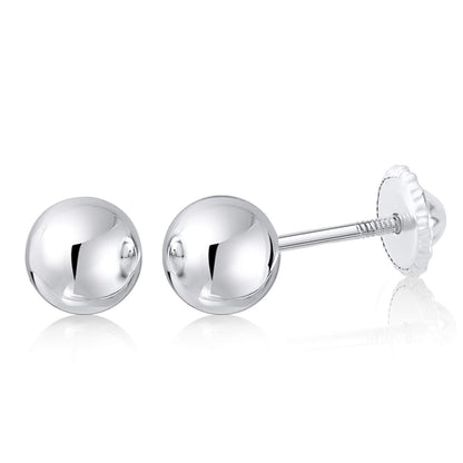 MASSETE Gold Ball Stud Earrings for Women and Girls Screwback | 10k, 14k, 18k | White Yellow or Rose Gold | 3mm 4mm 5mm | Nickel Free