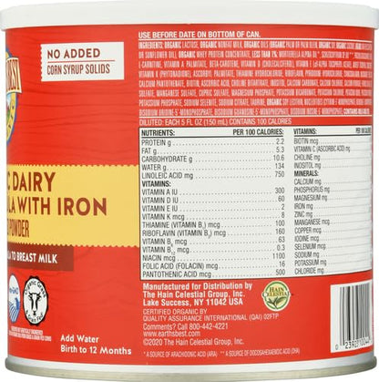 Earth's Best Organic Baby Formula for Babies 0-12 Months, Powdered Dairy Infant Formula with Iron, Omega-3 DHA, and Omega-6 ARA, 32 oz Formula Container