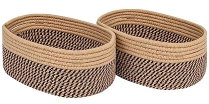 CubesLand Off White Small Storage Baskets for Shelves, Closet Organization Storage Bins Empty Gift Basket Baby Nursery Woven Baskets for Organizing, Rectangular Clothes Closet Shelves Baskets 3 Packs