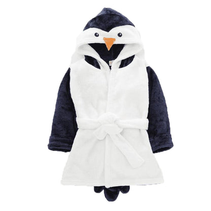 Unisex Baby Plush Bathrobe, Toddler Baby Boys Girls Cute Cartoon Animal Face Robe Flannel Hooded Fleece Bathrobe