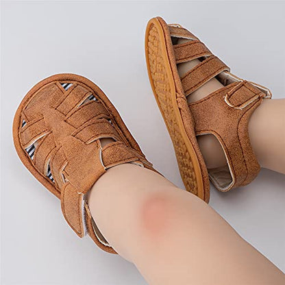 Meckior Baby Infant Boy Girl Sandals Newborn Non-Slip Soft Rubber Sole Sandals for Baby Boys Open-Toe Outdoor Casual Summer First Walkers Shoes