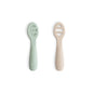mushie Silicone First Feeding Baby Spoons | 2 Pack (Tradewinds/Shifting Sand)
