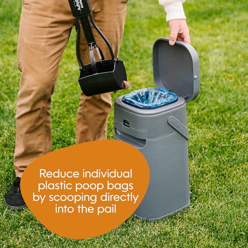 Pail | Dog Waste Disposal System for Outdoor and Indoor Odor Control | Dog Poop Trash can | Includes 1 Square Refill Bag That Lasts up to 2 Months
