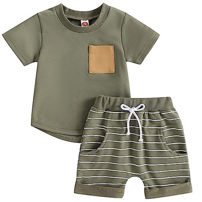 Mubineo Infant Toddler Baby Boy Summer T Shirt Shorts Outfits Short Sleeve Tee Tops Clothes Set