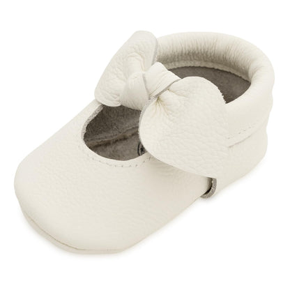 BirdRock Baby Bow and Knot Moccasins - Genuine Leather Baby Girl Shoes