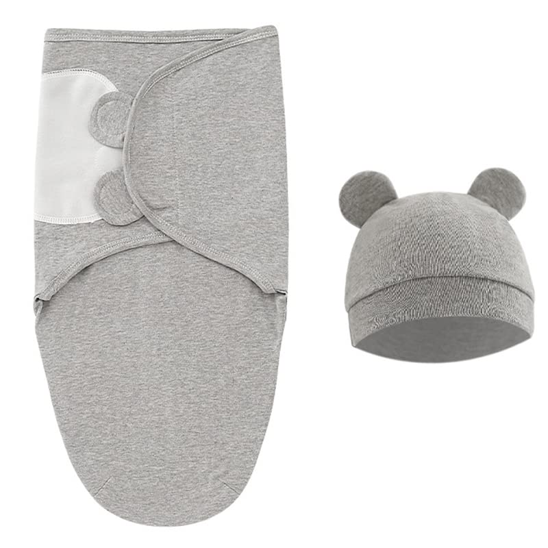 Baby Swaddle Sleep Sack with Hat Set for 0-3 months 3-Pack Soft Cotton Newborn Wearable Swaddle Wrap for Girls Boys