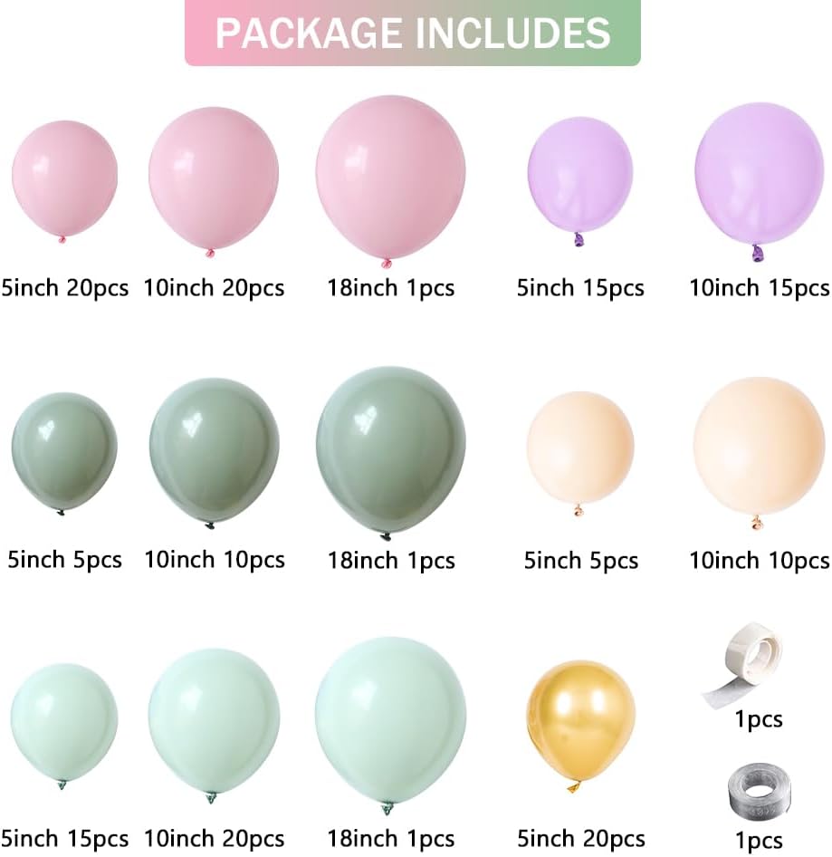 Fairy Wonderland Birthday Party Decorations,160Pcs Fairy Balloon Arch Garland Kit Pink Purple Blue Green Balloons for Girls Fairytale Spring Garden Tea Party Bride Baby Shower