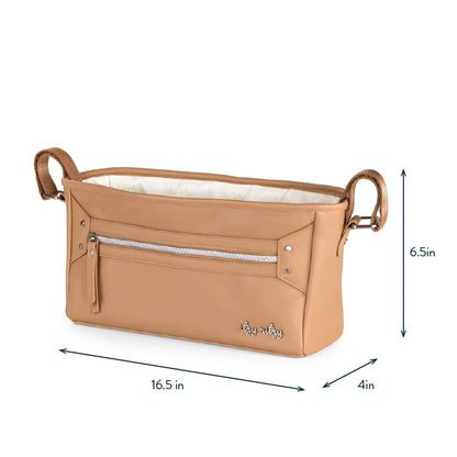 Itzy Ritzy Adjustable Stroller Caddy and Organizer Bag Featuring Front Zippered Pocket, 2 Built-in Interior Pockets & Adjustable Straps to Fit Nearly Any Stroller (Chai)