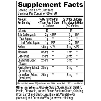 OLLY Kids Sleep Gummy, 0.5mg Melatonin, L Theanine, Chamomile, and Lemon Balm, Childrens Chewable Supplement, Raspberry - 50 Count