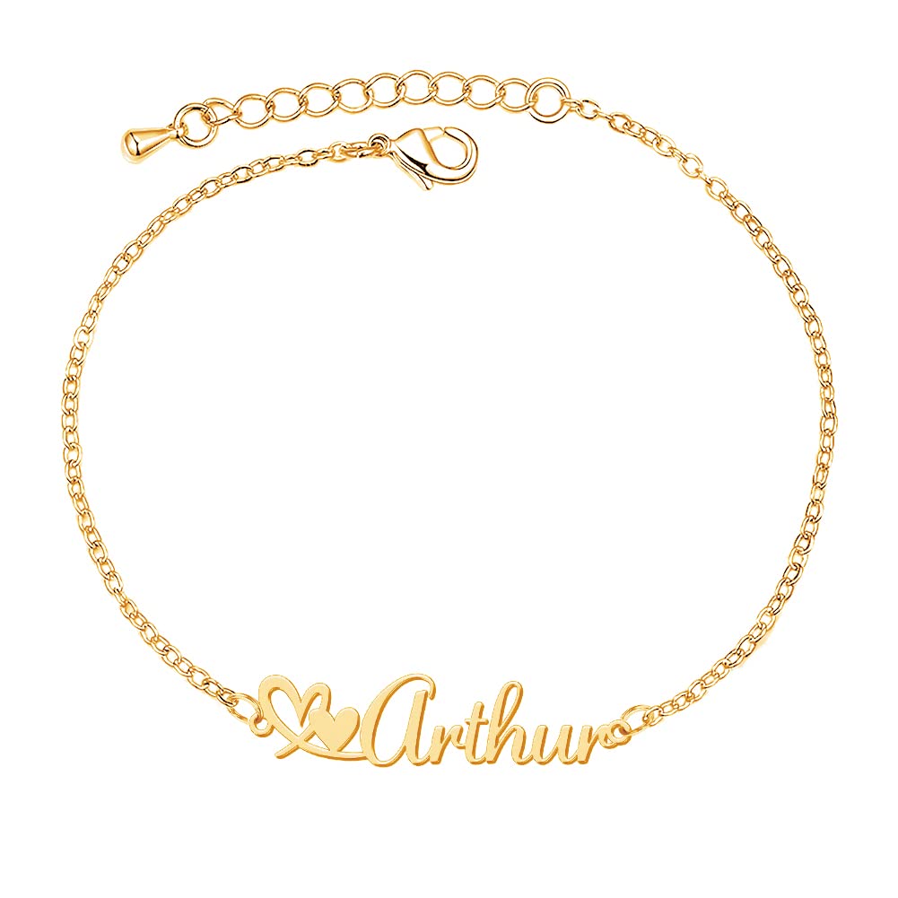 Custom Bracelet with Name 18K Gold Plated Personalized Name Ankle Bracelet Adjustable, Customized Beach Jewelry Gifts for Women Girlfriend