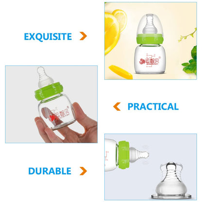 Kisangel Glass Baby Bottles, 3pcs Mini Babies Feeders Bottles 60ml with for Newborn Essentials Travel Outdoor, Pink Green Blue