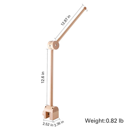 Wooden Crib Mobile Arm | Baby Crib Mobile Arm Wooden Holder | Rotatable Adjustable Anti Slip Attachment Clamp for Sturdy Mobile Hanger (Curved Arm)