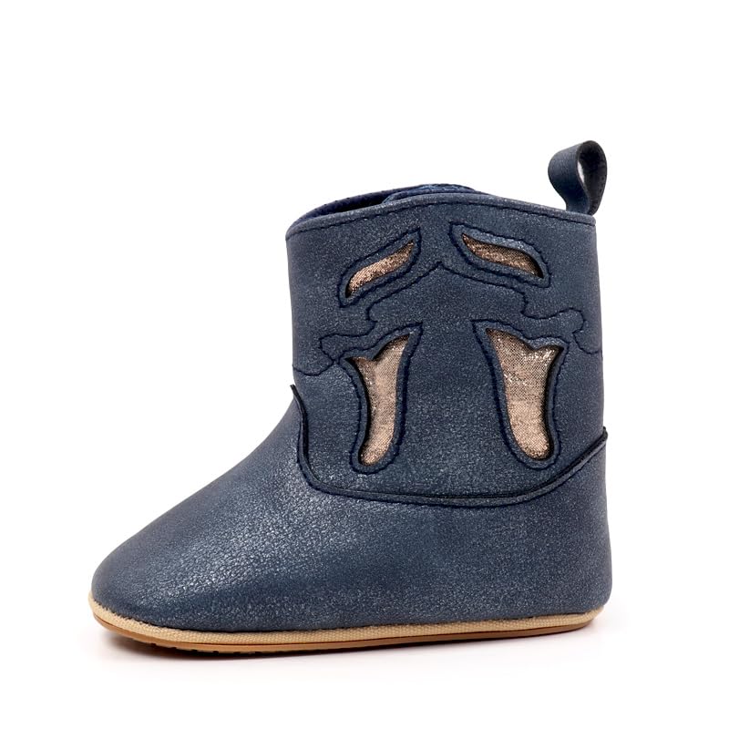 Kuner Baby Cowboy Boots Western Boots Toddler Cowboy Bootie Soft Sole Non-Slip Crib Shoes for Infant Boys Girls0-18 Months
