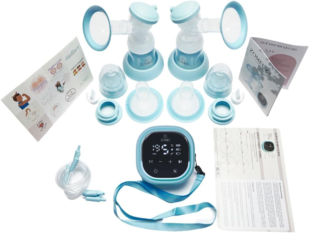 Zomee Z2 Double Electric Breast Pump – with Expression, Massage, and 2-Phase Modes - Hospital Grade Rechargeable, Portable, Hands Free Wearable Breast Pump