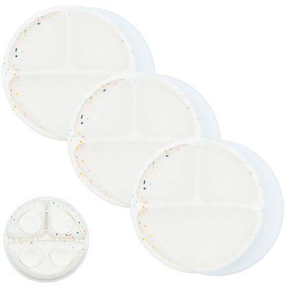 WeeSprout Suction Plates with Lids for Babies & Toddlers - 100% Silicone, Dinnerware Stays Put, Divided Design for Picky Eaters, Microwave & Dishwasher Friendly, 3 Pack