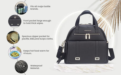 New and Upgraded Diaper Bag Backpack, Leather Baby Bag Tote Diaper Backpack with Changing Pad, Hand Sanitizer Holder Stroller Hooks, Lightweight Stylish Mommy Bag Daisy Collection