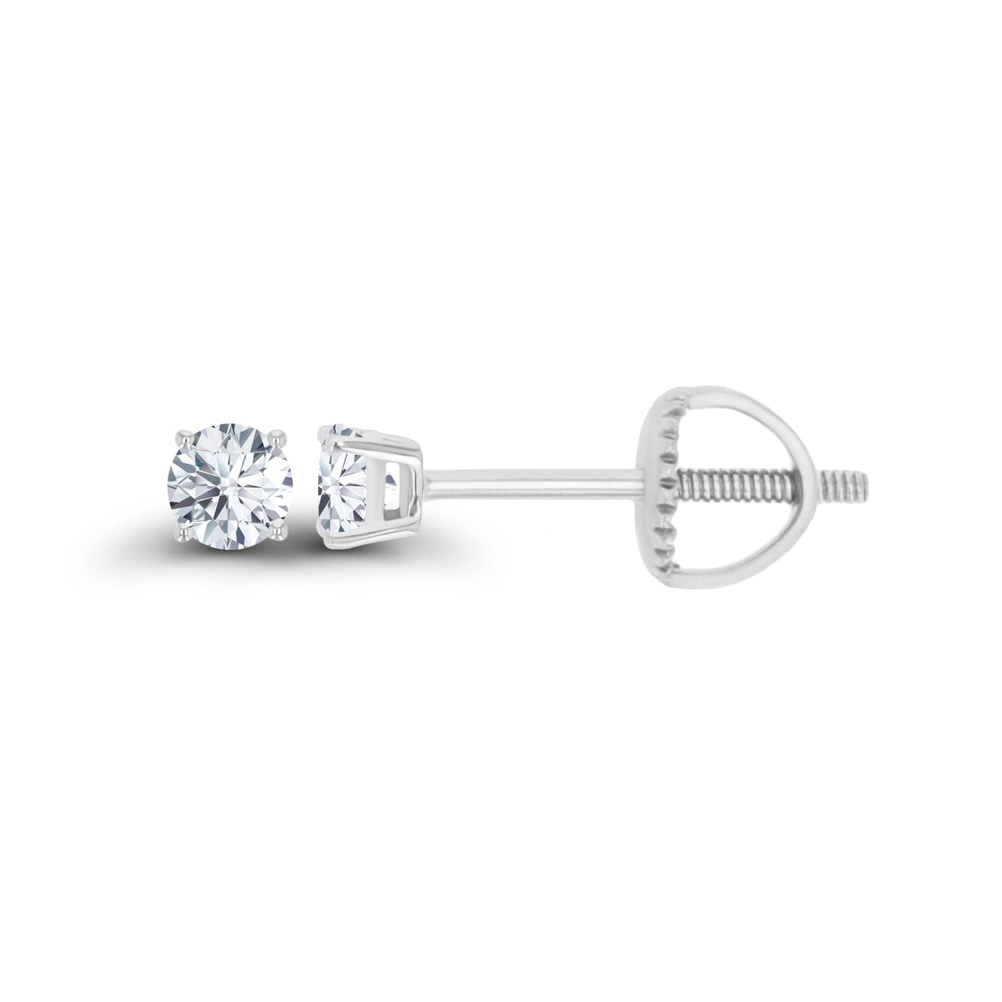14K Gold Plated 925 Sterling Silver Hypoallergenic 3mm Round Genuine Birthstone Solitaire Screwback Stud Earrings