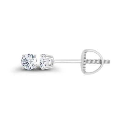 14K Gold Plated 925 Sterling Silver Hypoallergenic 3mm Round Genuine Birthstone Solitaire Screwback Stud Earrings