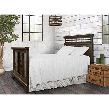 Evolur Empire 5-in 1 Convertible Crib with Metal Elements in Distressed Timber, Green Guard Certificated, Free Mattress