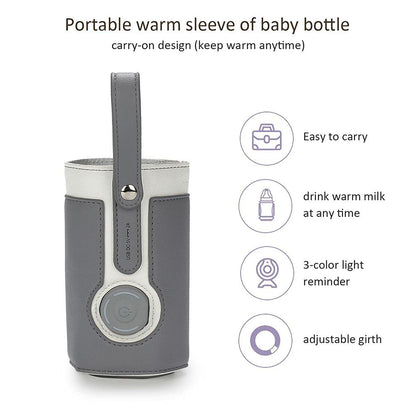 Bottle Warmer Bag 3 Temperature Adjustable Portable Baby Bottle Warmer for Connecting to Mobile Power