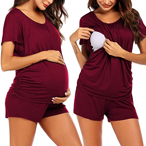 Ekouaer Womens Maternity Pajamas Nursing Pjs for Breastfeeding Soft Postpartum Lounge Sets Sleepwear Layer Pregnancy Clothes