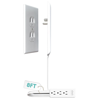 Sleek Socket Original & Patented Ultra-Thin Outlet Concealer with Cord Concealer Kit, Flat Extension Cord with Multi Outlets Power Strip, Ideal for Home Improvement, Hide Bulky and Messy Cords