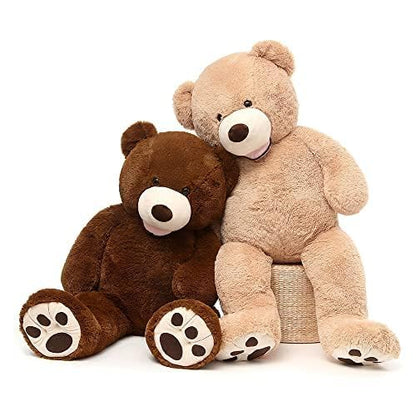 MorisMos Smile Giant Teddy Bear, 51inch Large Stuffed Bears with Big Footprints, Big Stuffed Animals Cuddly Plush Gifts for Girlfriends, Boyfriend, Dark Brown