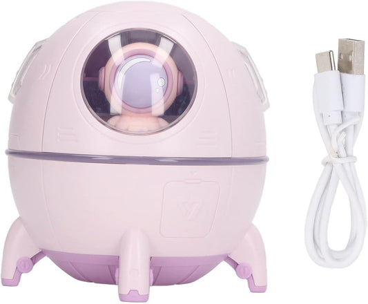 Space Capsule Humidifier USB Large Mist Volume Cute Baby Humidifier with Diffuser Night Light for Car Office Room Bedroom Home Car Desktop White (Light Purple)