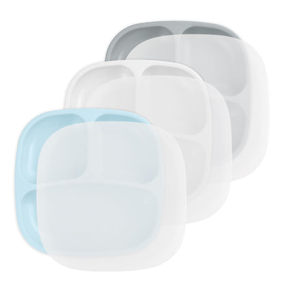 Re-Play Toddler Plates with Dividers - Deep-Walled 3 Compartments Divided Plates for Kids - Dishwasher & Microwave Safe - Made in USA - Set of 3-7.37" x 7.37" x 1.25" - Princess