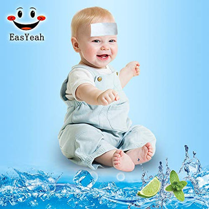 16 Sheets Baby Cool Pads for Kids Fever Discomfort & Pain Relief, Cooling Relief Fever Reducer, Soothe Headache Pain, Pack of 16