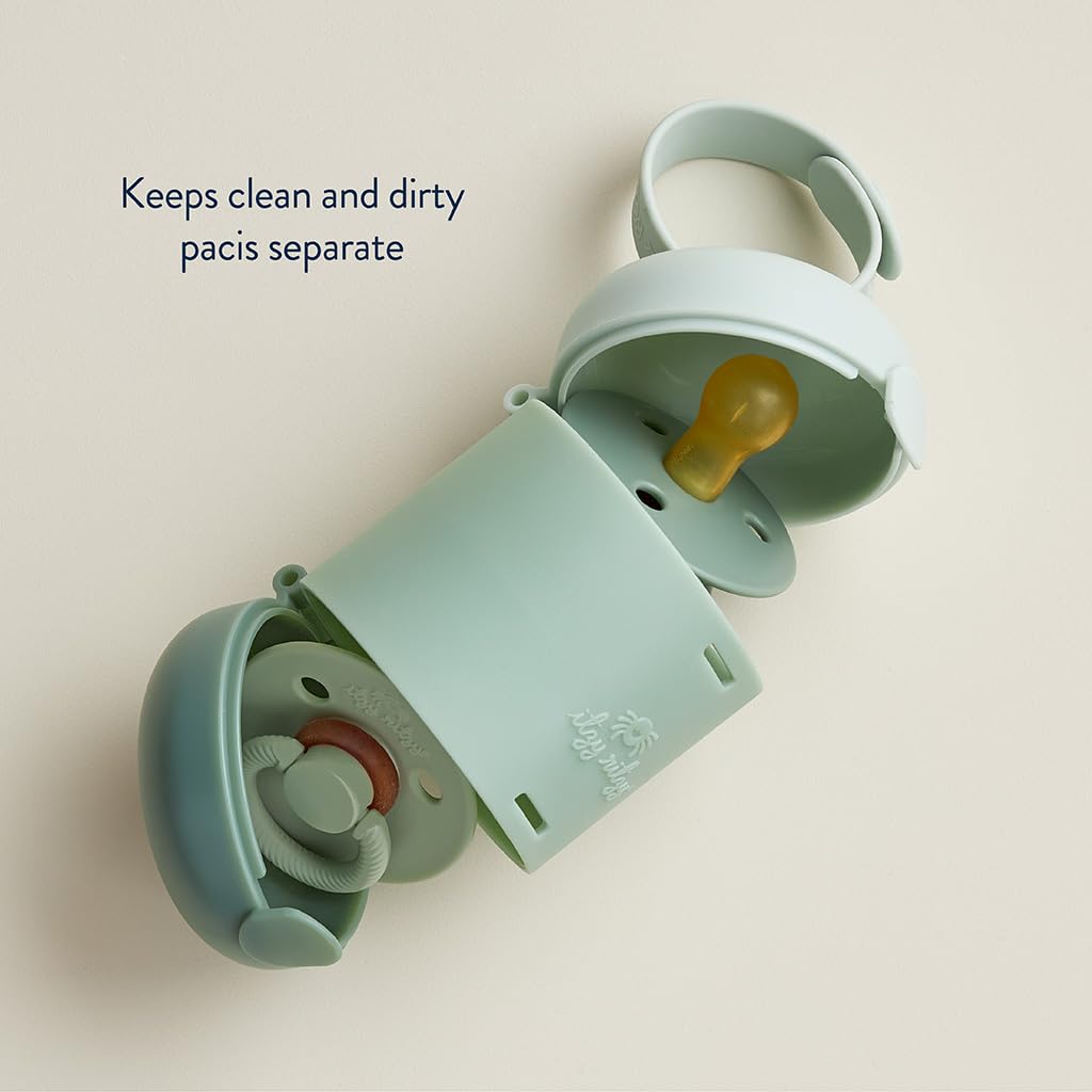 Itzy Ritzy Pacifier Holder - Dual-Sided Pacifier Case with Strap to Keep Clean & Dirty Pacifiers Separate, Paci Holder for Diaper Bag & Stroller (Pacifiers Not Included), Sage