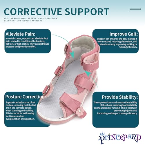 Orthopedic Sandals for girls with Hollowed Out Heart Pattern,High-top AFO Shoes with Arch and Ankle Support