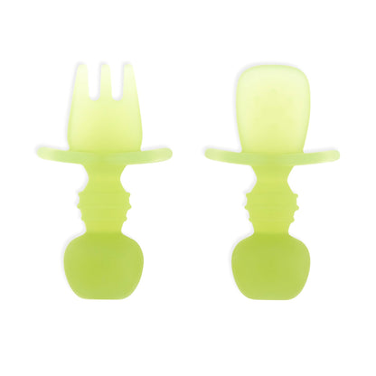 Bumkins Disney Baby Utensils Set, Chewtensils Silicone Spoons for Dipping, Self-Feeding, Baby Led Weaning, Trainer Learning, First Stage Eating, Soft Fork and Spoon, Babies 6 Months, Minnie Mouse