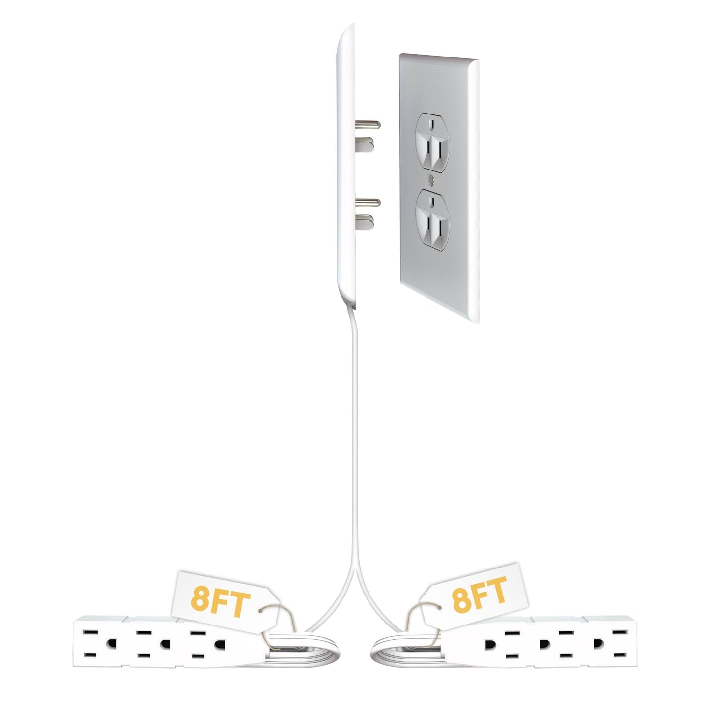Sleek Socket Original & Patented Ultra-Thin Outlet Concealer with Cord Concealer Kit, Flat Extension Cord with Multi Outlets Power Strip, Ideal for Home Improvement, Hide Bulky and Messy Cords