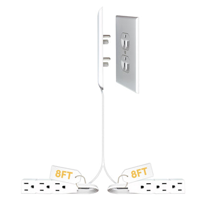 Sleek Socket Original & Patented Ultra-Thin Outlet Concealer with Cord Concealer Kit, Flat Extension Cord with Multi Outlets Power Strip, Ideal for Home Improvement, Hide Bulky and Messy Cords