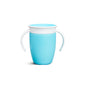 Munchkin Sippy Cup for 6 Month Old and Up, Spill Proof Miracle 360 Toddler Cups with Transition Handles, 7 Ounce, 2 Pack, Blue/Green