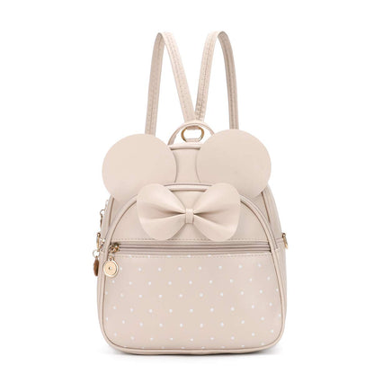 KL928 Girls Bowknot Polka Dot Cute Mini Backpack Small Daypacks Convertible Shoulder Bag Purse for Women